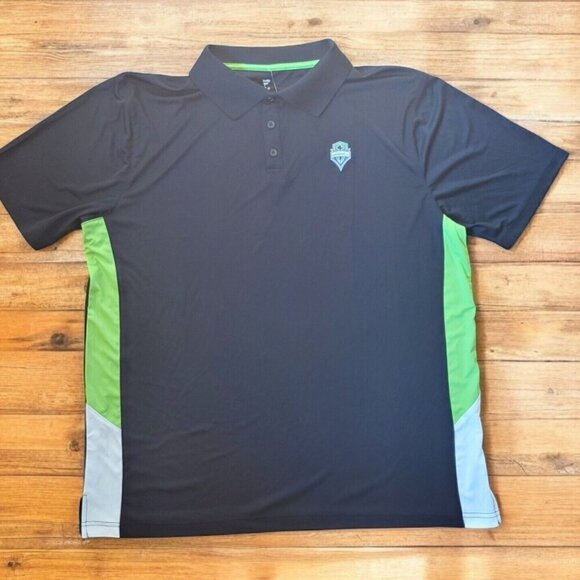 Fanatics Seattle Sounders FC Mens Polo Size 2XL Breathable MLS Soccer W/Scarf - Picture 2 of 9